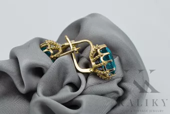 14-ка/желтое золото 14K (585) Aquamarine Серьги vec079y Русский Советский СССР Винтаж украшения Ар-деко style