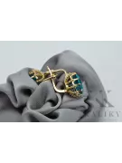 14k geltonas auksas 14K (585) Aquamarine auskarai vec079y Rusų Tarybinis TSRS Vintažiniai papuošalai Art Deco style