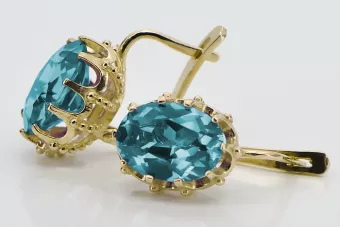 14-ка/желтое золото 14K (585) Aquamarine Серьги vec079y Русский Советский СССР Винтаж украшения Ар-деко style