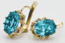 Aur galben 14K 14K (585) Aquamarine cercei vec079y Rusesc Sovietic URSS Vintage Craft Art Deco style