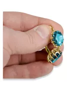 14K жълто злато 14K (585) Aquamarine Обеци vec079y Руски Съветски СССР Винтидж крафт Ар-деко style
