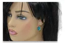 Or jaune 14 carats 14K (585) Aquamarine des boucles d'oreilles vec079y Russe Soviétique URSS Artisanat vintage Art Deco style