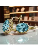 14k žlté zlato 14K (585) Aquamarine náušnice vec079y Russian Soviet USSR Vintage style Art Deco style