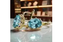 14k geltonas auksas 14K (585) Aquamarine auskarai vec079y Rusų Tarybinis TSRS Vintažiniai papuošalai Art Deco style