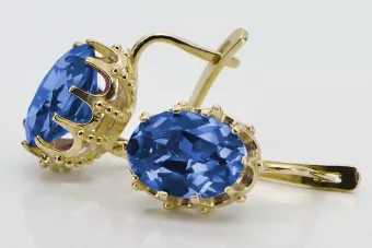 14-ка/желтое золото 14K (585) Sapphire Серьги vec079y Русский Советский СССР Винтаж изделия Ар-деко style
