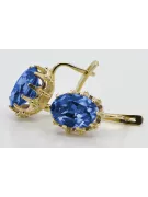 Or jaune 14 carats 14K (585) Sapphire des boucles d'oreilles vec079y Russe Soviétique URSS Vintage Art Deco style