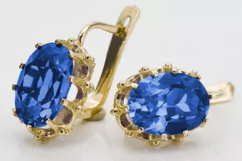 14-ка/желтое золото 14K (585) Sapphire Серьги vec079y Русский Советский СССР Винтаж изделия Ар-деко style