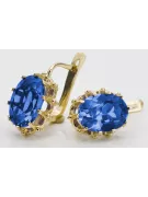 14 Karat Gelbgold 14K (585) Sapphire ohrringe vec079y Russisch Sowjetisch UdSSR Vintage Art Deco style