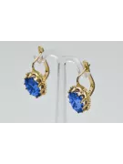 14 Karat Gelbgold 14K (585) Sapphire ohrringe vec079y Russisch Sowjetisch UdSSR Vintage Art Deco style