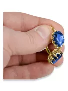 14 كارت من الذهب الأصفر 14K (585) Sapphire أقراط vec079y روسي سوفيتي الاتحاد السوفيتي مجوهرات فينتاج آرت ديكو style