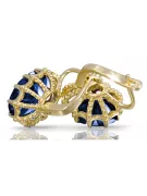 14k κίτρινο χρυσό 14K (585) Sapphire Σκουλαρίκια vec079y Russian Soviet USSR Vintage style Art Deco style