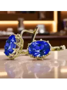 Yellow 14k gold 14K (585) Sapphire earrings vec079y Russian Soviet USSR Vintage Art Deco style