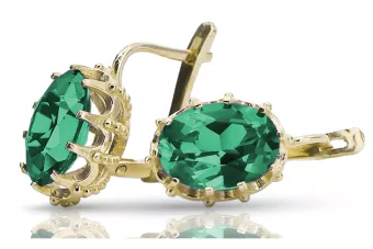 Aur galben 14K 14K (585) Emerald cercei vec079y Rusesc Sovietic URSS Vintage bijuterii Art Deco style