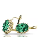 14k geltonas auksas 14K (585) Emerald auskarai vec079y Rusų Tarybinis TSRS Vintažiniai amatai Art Deco style