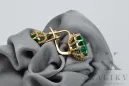 Or jaune 14 carats 14K (585) Emerald des boucles d'oreilles vec079y Russe Soviétique URSS Vintage Art Deco style