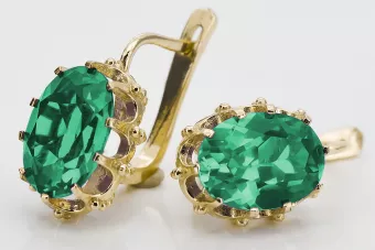14-ка/желтое золото 14K (585) Emerald Серьги vec079y Русский Советский СССР Винтаж украшения Ар-деко style