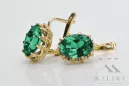 14k žlté zlato 14K (585) Emerald náušnice vec079y Russian Soviet USSR Vintage Art Deco style