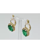 14k žluté zlato 14K (585) Emerald náušnice vec079y Russian Soviet USSR Vintage style Art Deco style