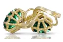 14K жълто злато 14K (585) Emerald Обеци vec079y Руски Съветски СССР Винтидж стил Ар-деко style