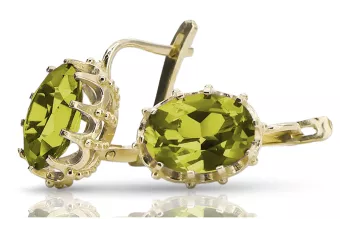 14-ка/желтое золото 14K (585) Yellow Peridot Серьги vec079y Русский Советский СССР Винтаж изделия Ар-деко style