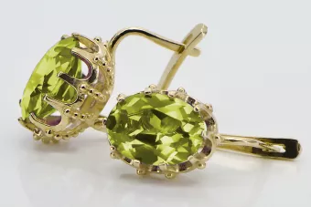 14-ка/желтое золото 14K (585) Yellow Peridot Серьги vec079y Русский Советский СССР Винтаж изделия Ар-деко style
