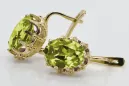 14К жовте золото 14K (585) Yellow Peridot Сережки vec079y Російський Радянський СРСР Вінтаж стиль Ар-деко style