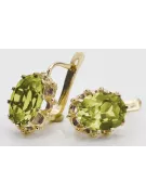 14k žlté zlato 14K (585) Yellow Peridot náušnice vec079y Russian Soviet USSR Vintage Art Deco style
