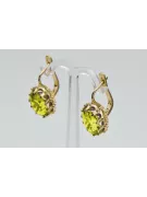 Aur galben 14K 14K (585) Yellow Peridot cercei vec079y Rusesc Sovietic URSS Vintage Art Deco style