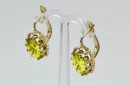 Aur galben 14K 14K (585) Yellow Peridot cercei vec079y Rusesc Sovietic URSS Vintage Art Deco style