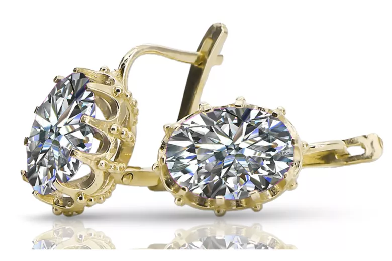 14-ка/желтое золото 14K (585) Zircon Серьги vec079y Русский Советский СССР Винтаж изделия Ар-деко style