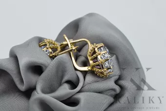 14К жовте золото 14K (585) Zircon Сережки vec079y Російський Радянський СРСР Вінтаж прикраси Ар-деко style