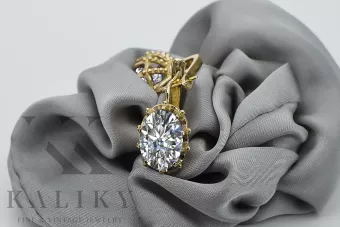 Yellow 14k gold 14K (585) Zircon earrings vec079y Russian Soviet USSR Vintage style Art Deco style