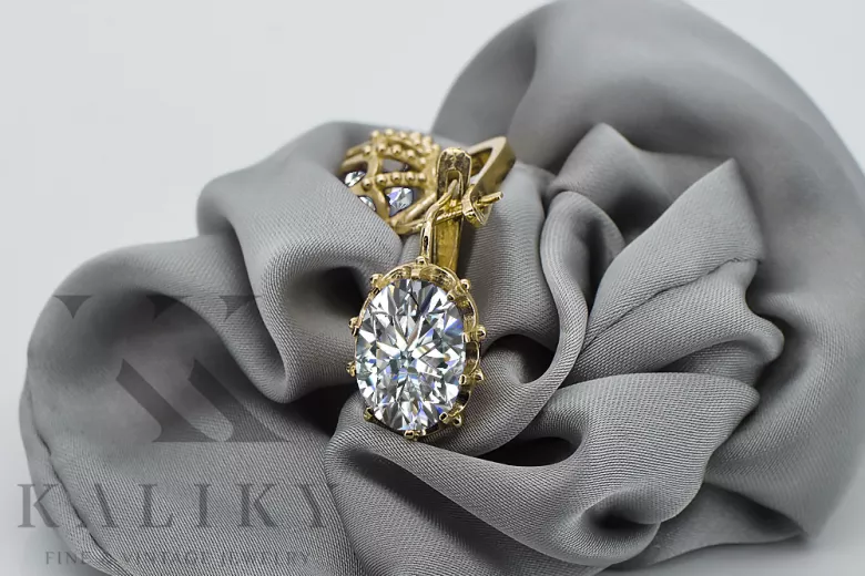 Aur galben 14K 14K (585) Zircon cercei vec079y Rusesc Sovietic URSS Stil Vintage Art Deco style