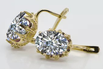 14К жовте золото 14K (585) Zircon Сережки vec079y Російський Радянський СРСР Вінтаж прикраси Ар-деко style