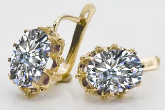 14-ка/желтое золото 14K (585) Zircon Серьги vec079y Русский Советский СССР Винтаж изделия Ар-деко style