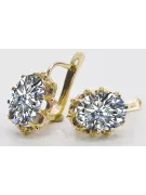 14 Karat Gelbgold 14K (585) Zircon ohrringe vec079y Russisch Sowjetisch UdSSR Vintage Stil Art Deco style