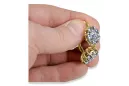 14k žluté zlato 14K (585) Zircon náušnice vec079y Russian Soviet USSR Vintage craft Art Deco style