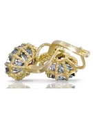 14K жълто злато 14K (585) Zircon Обеци vec079y Руски Съветски СССР Винтидж стил Ар-деко style