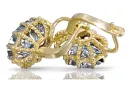 Oro amarillo de 14 quilates 14K (585) Zircon pendientes vec079y Ruso Soviético URSS Estilo vintage Art Deco style