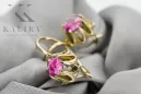 Жълти 14k злато 14k (585) аметист обеци VEC092Y Руски съветски USSR реколта бижута Арт деко стил