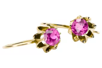 Kolczyki z 14k żółte złoto 14K (585) z Ametystem vec092y Rosyjski styl Klasyczny Vintage Art Deco