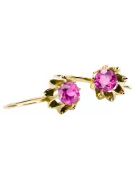 14k žlté zlato 14K (585) Amethyst náušnice Russian Soviet USSR Vintage style Art Deco style