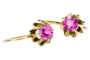 Gelb 14 Karat Gold 14k (585) Amethyst-Ohrringe Vec092Y Russischer Sowjetischer UdSSR-Weinlese-Jewlery Art Deco-Stil