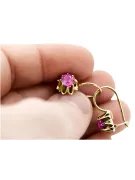 Jaune 14K Or 14k (585) AMÉTHYST Boucles d'oreilles Vec092Y Russe Soviétique Soviétique UssR UssR Vintage Jewlery Art Deco Style