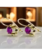 14k geltonas auksas 14K (585) Amethyst auskarai Rusų Tarybinis TSRS Vintažiniai amatai Art Deco style