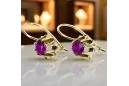 14k žlté zlato 14K (585) Amethyst náušnice Russian Soviet USSR Vintage style Art Deco style