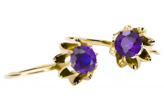 Kolczyki z 14k żółte złoto 14K (585) z Aleksandrytem vec092y Rosyjski styl Vintage Biżuteria Art Deco