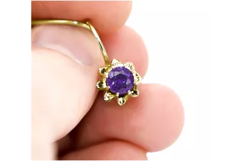 14 كارت من الذهب الأصفر 14K (585) Alexandrite أقراط vec092y روسي سوفيتي الاتحاد السوفيتي أسلوب فينتاج آرت ديكو style