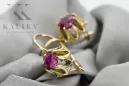 14K жълто злато 14K (585) Ruby Обеци vec092y Руски Съветски СССР Винтидж бижута Ар-деко style