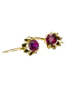 Yellow 14k gold 14K (585) Ruby earrings vec092y Russian Soviet USSR Vintage craft Art Deco style